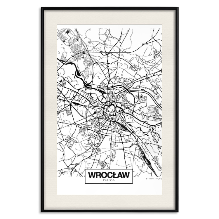 Wall Poster City Map: Wrocław - black and white map of Wrocław with city name 123840 additionalImage 18