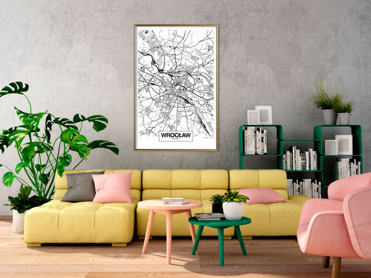 Wall Poster City Map: Wrocław - black and white map of Wrocław with city name 123840 additionalImage 5