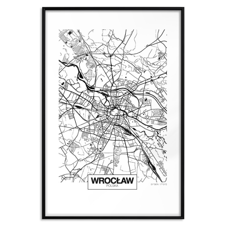 Wall Poster City Map: Wrocław - black and white map of Wrocław with city name 123840 additionalImage 15