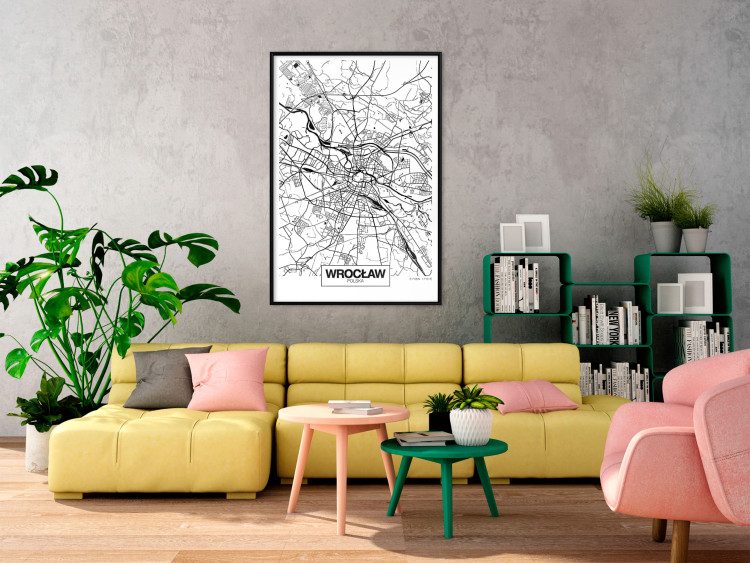 Wall Poster City Map: Wrocław - black and white map of Wrocław with city name 123840 additionalImage 3