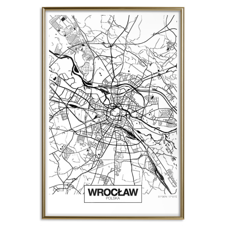 Wall Poster City Map: Wrocław - black and white map of Wrocław with city name 123840 additionalImage 20