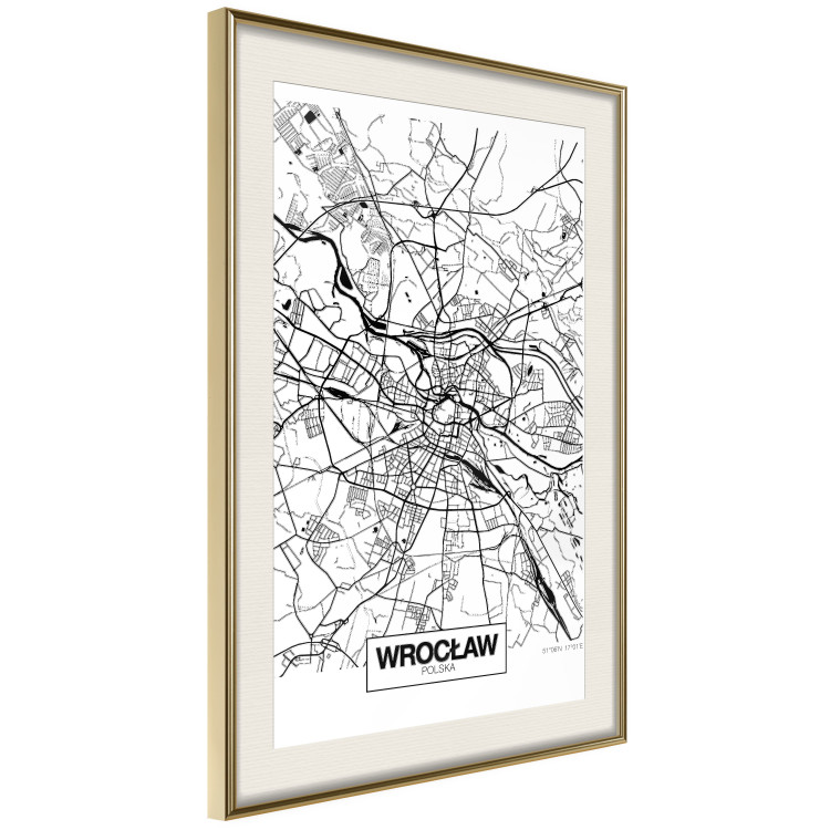 Wall Poster City Map: Wrocław - black and white map of Wrocław with city name 123840 additionalImage 2