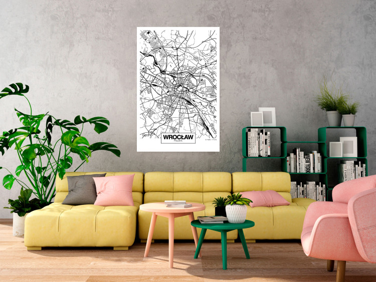 Wall Poster City Map: Wrocław - black and white map of Wrocław with city name 123840 additionalImage 17