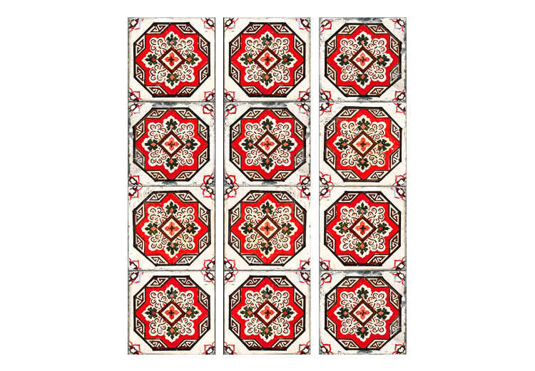Room Divider Screen Dance of Red Lines (3-piece) - oriental Zen-style pattern 124040 additionalImage 3