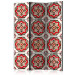 Room Divider Screen Dance of Red Lines (3-piece) - oriental Zen-style pattern 124040