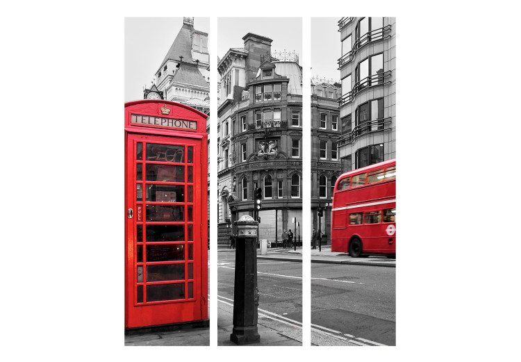 Room Divider Screen Icons of London (3-piece) - English street with architecture backdrop 124140 additionalImage 3