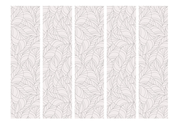 Room Divider Colorless Leaves II (5-piece) - delicate plants on a light background 124340 additionalImage 3