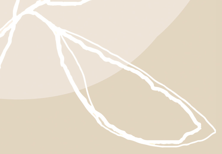 Canvas White twig with leaves - modern abstraction on a beige background 125640 additionalImage 4