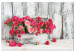 Canvas Roses in a Pot (1-part) wide - bouquet of roses in vintage motif 129140