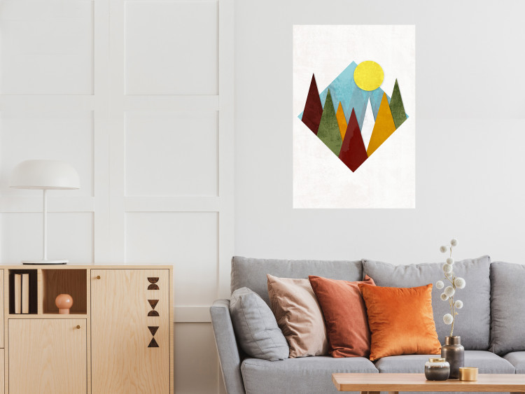 Wall Poster Mountain Morning - geometric abstraction with colorful mountain landscape 129340 additionalImage 4