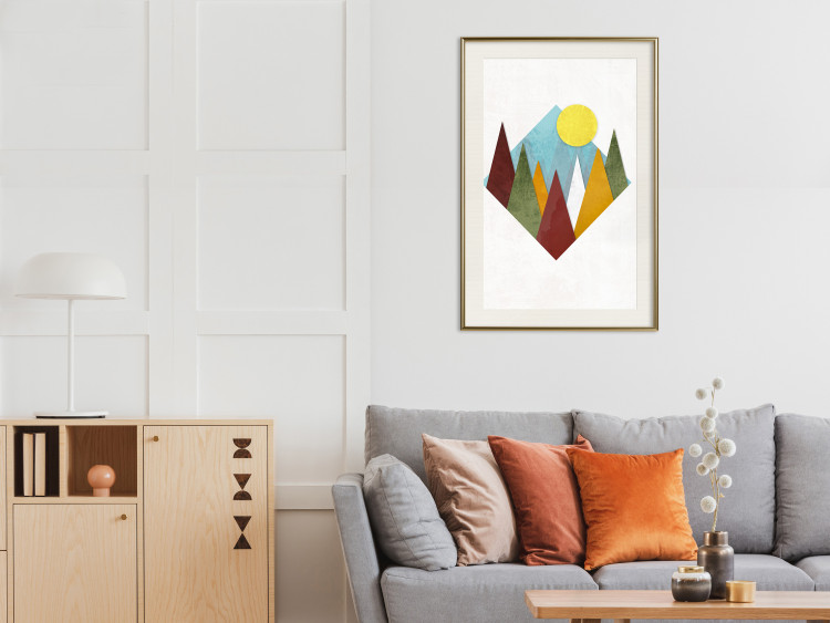 Wall Poster Mountain Morning - geometric abstraction with colorful mountain landscape 129340 additionalImage 22