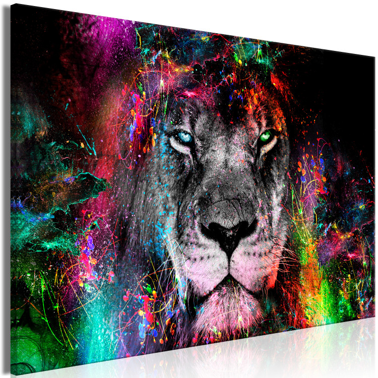 Canvas Art Print Sun of Africa (1-part) wide - abstract colorful lion motif 129540 additionalImage 2
