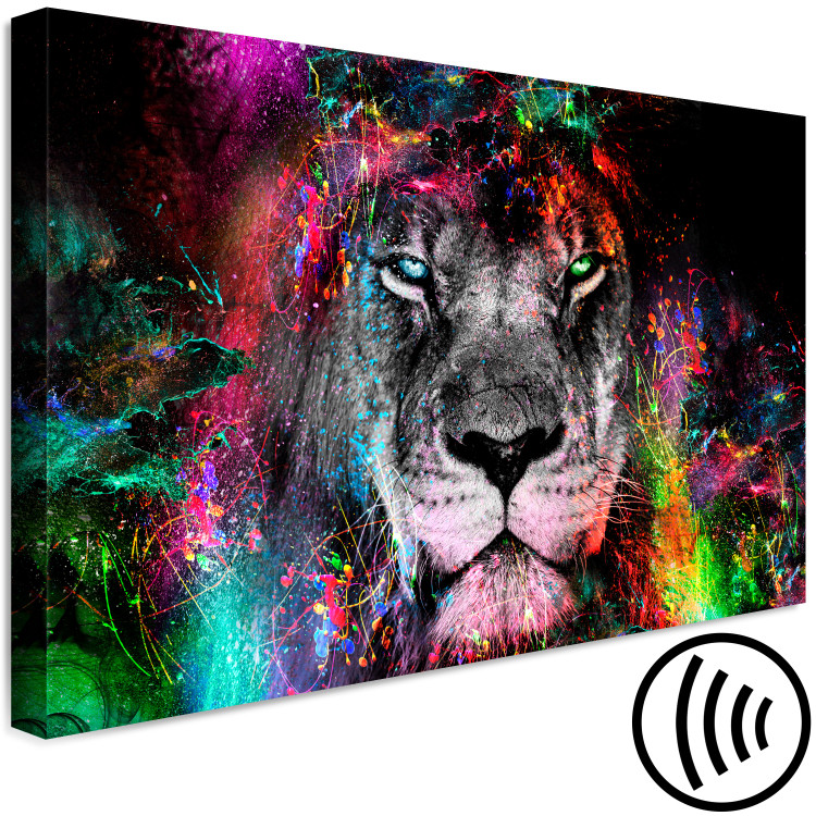 Canvas Art Print Sun of Africa (1-part) wide - abstract colorful lion motif 129540 additionalImage 6