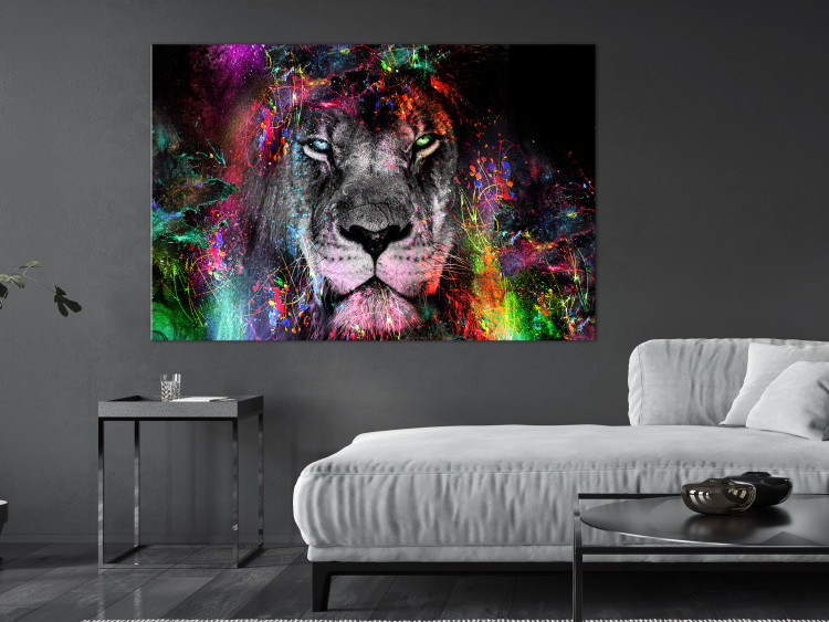 Canvas Art Print Sun of Africa (1-part) wide - abstract colorful lion motif 129540 additionalImage 3