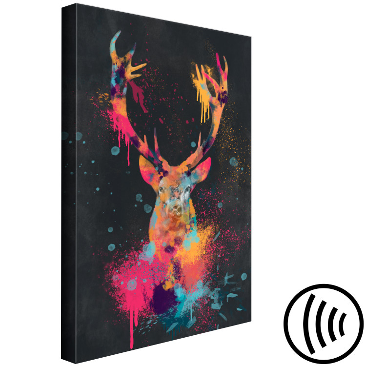 Canvas Print Striking Stag (1-piece) Vertical - colorful abstract deer 130440 additionalImage 6