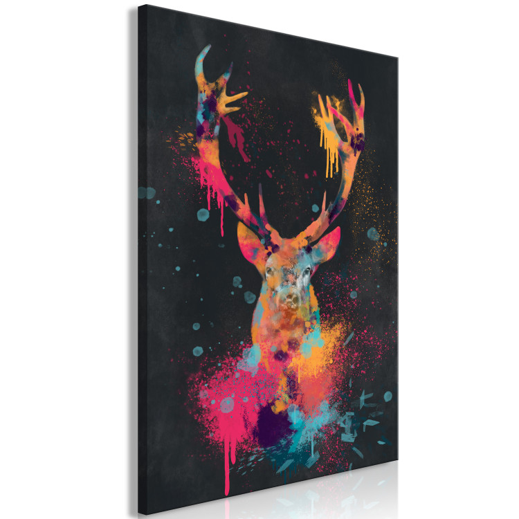Canvas Print Striking Stag (1-piece) Vertical - colorful abstract deer 130440 additionalImage 2