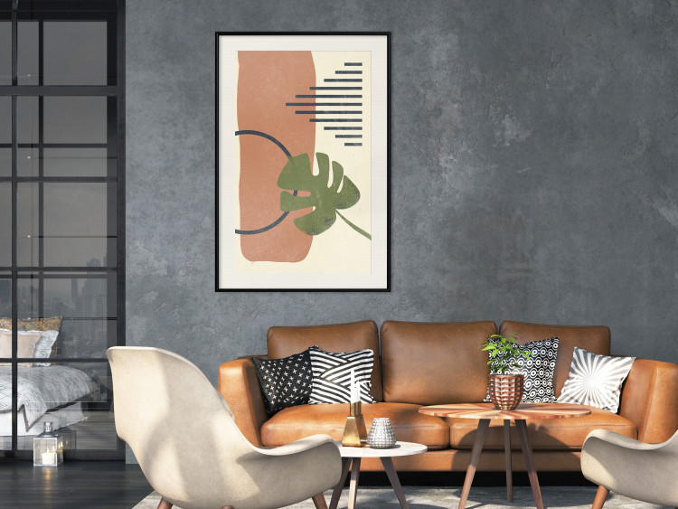 Wall Poster Nature's Geometry - green leaf among figures in an abstract motif 131840 additionalImage 24