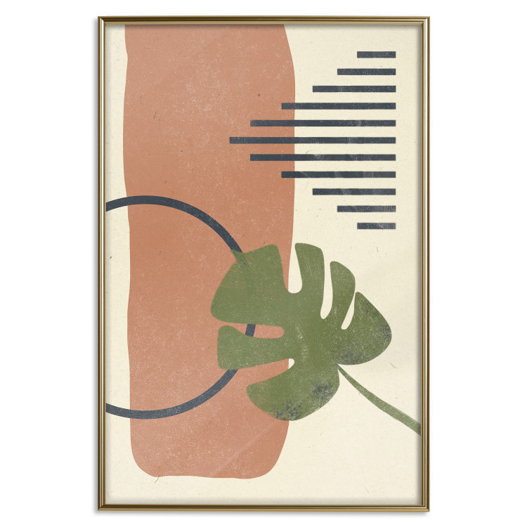 Wall Poster Nature's Geometry - green leaf among figures in an abstract motif 131840 additionalImage 21