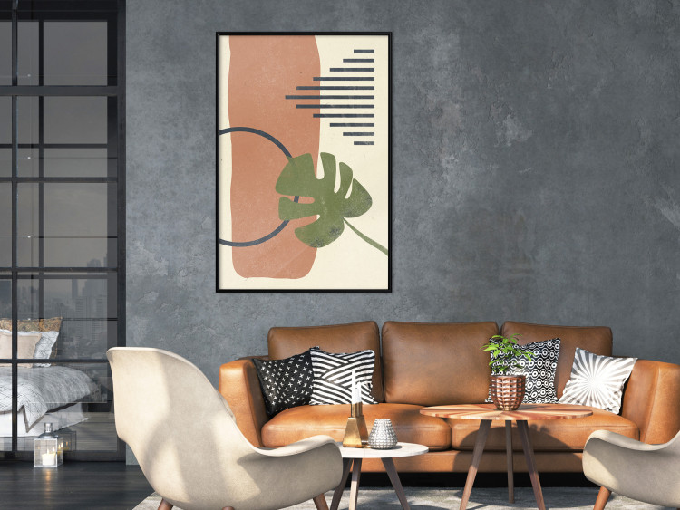 Wall Poster Nature's Geometry - green leaf among figures in an abstract motif 131840 additionalImage 4