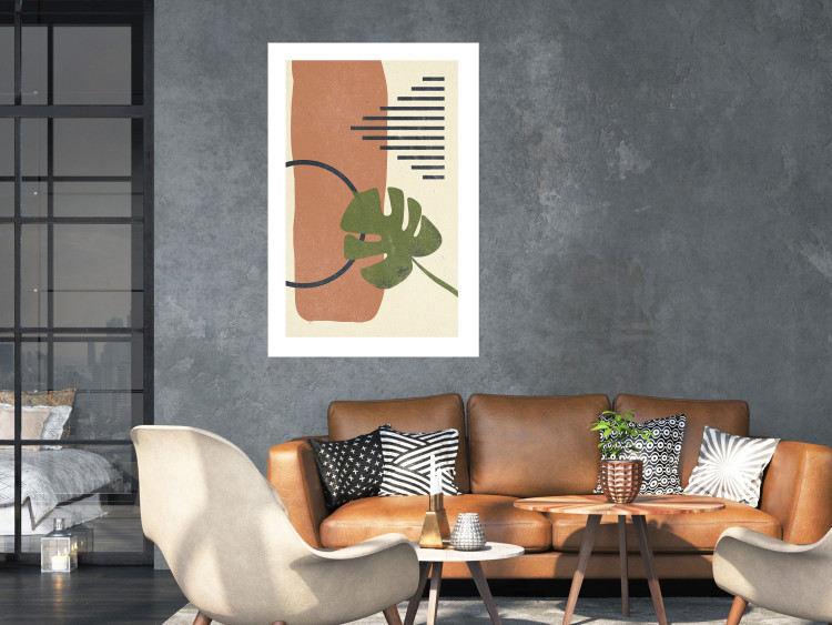 Wall Poster Nature's Geometry - green leaf among figures in an abstract motif 131840 additionalImage 3