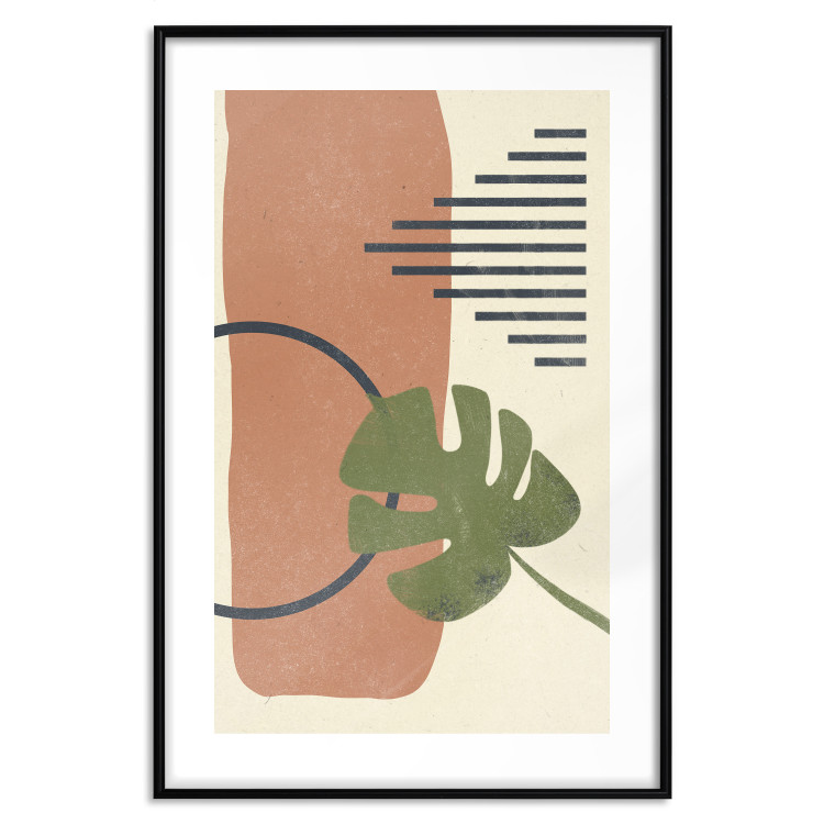 Wall Poster Nature's Geometry - green leaf among figures in an abstract motif 131840 additionalImage 17