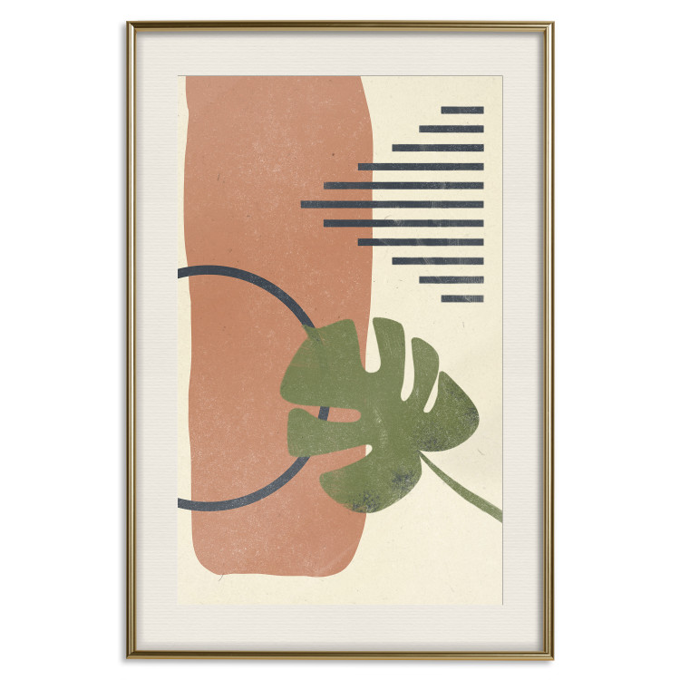 Wall Poster Nature's Geometry - green leaf among figures in an abstract motif 131840 additionalImage 20