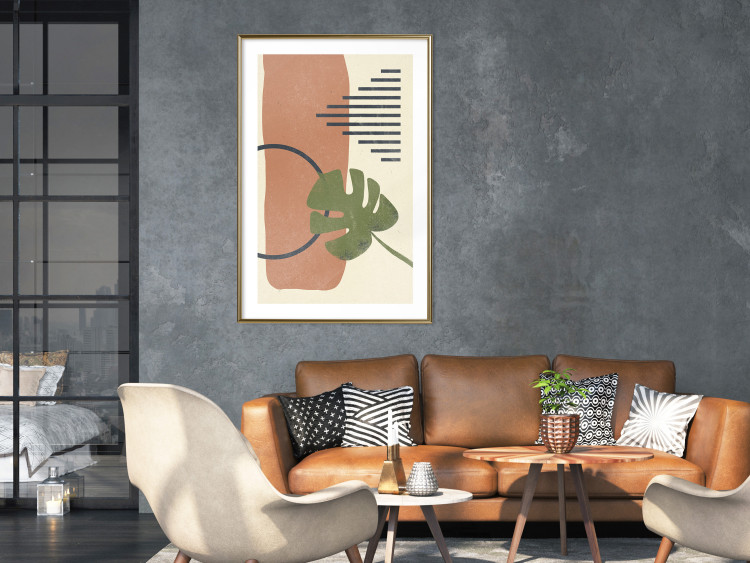 Wall Poster Nature's Geometry - green leaf among figures in an abstract motif 131840 additionalImage 13