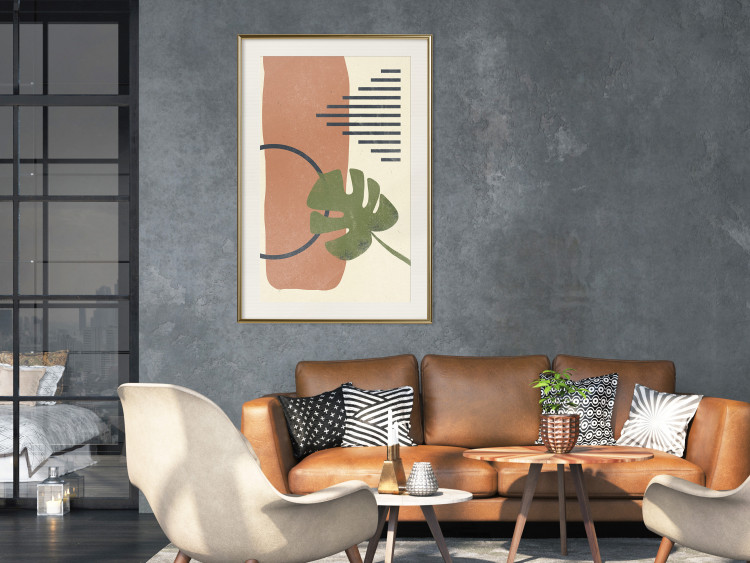 Wall Poster Nature's Geometry - green leaf among figures in an abstract motif 131840 additionalImage 22