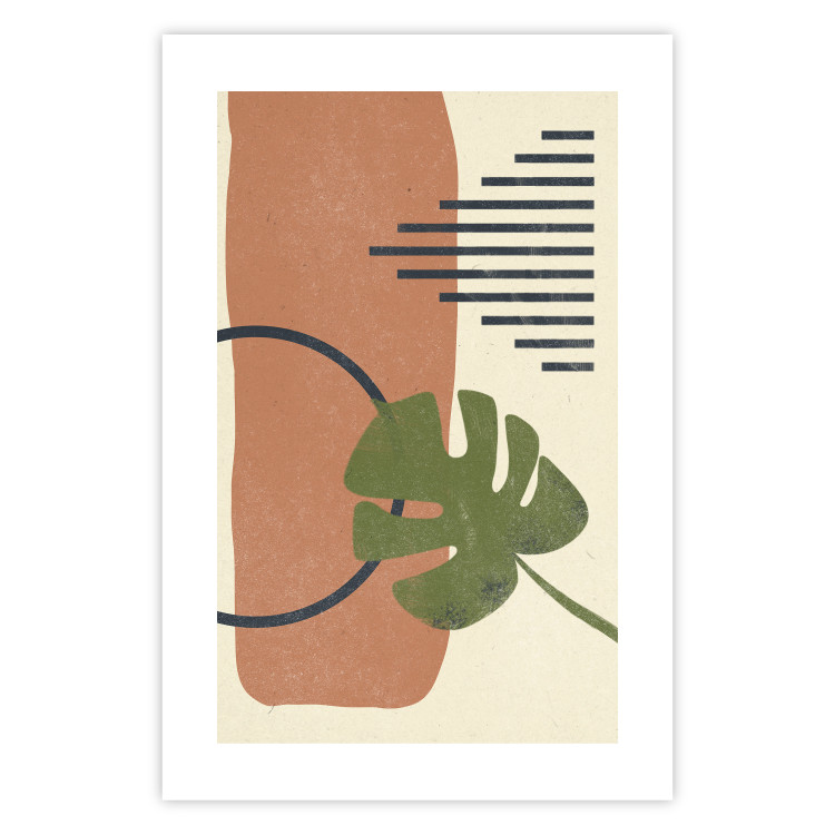 Wall Poster Nature's Geometry - green leaf among figures in an abstract motif 131840 additionalImage 25