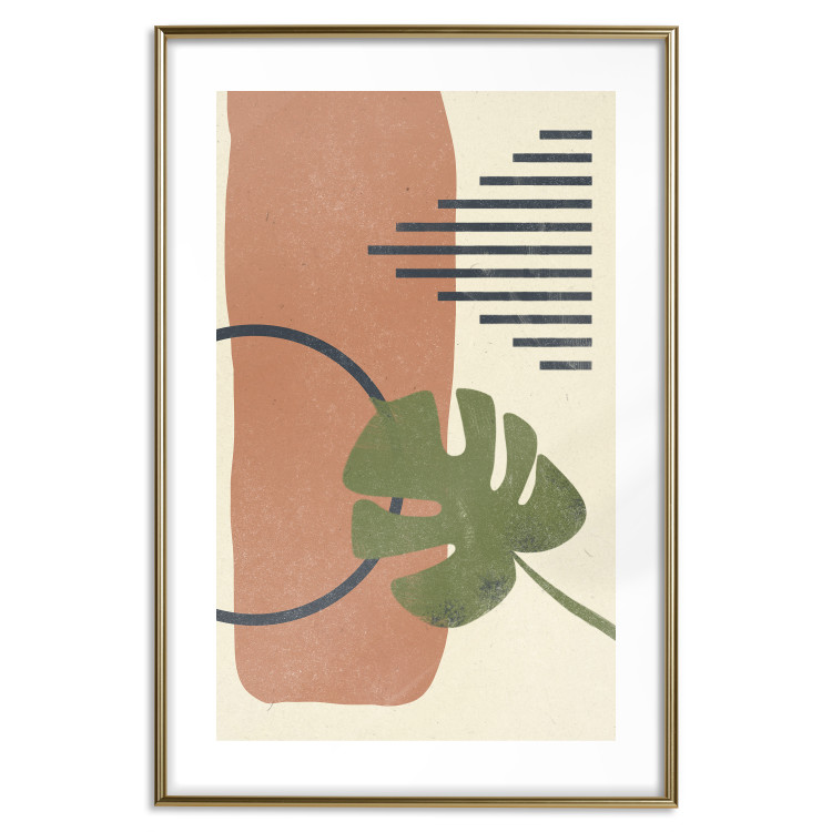 Wall Poster Nature's Geometry - green leaf among figures in an abstract motif 131840 additionalImage 14