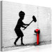Canvas Art Print Destroy Hydrant (1-piece) Wide - street art of a child on brick 132440 additionalThumb 2
