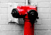 Canvas Art Print Destroy Hydrant (1-piece) Wide - street art of a child on brick 132440 additionalThumb 4