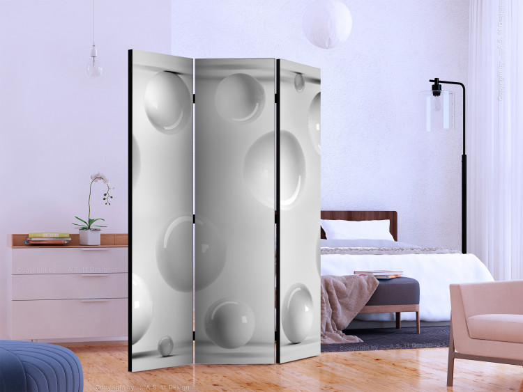 Room Divider Screen Billiards (3-piece) - white and gray geometric 3D design 132840 additionalImage 2