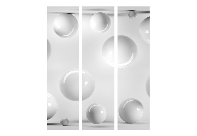 Room Divider Screen Billiards (3-piece) - white and gray geometric 3D design 132840 additionalImage 3