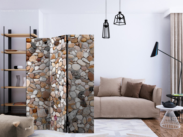 Room Divider Stone Beach (3-piece) - colorful mosaic made of stones 132940 additionalImage 4