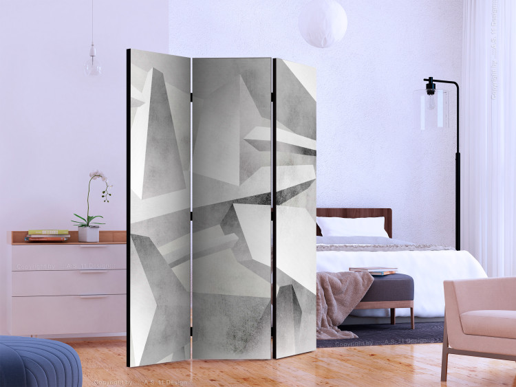 Room Divider Frozen Wings (3-piece) - geometric gray background in 3D form 133440 additionalImage 2