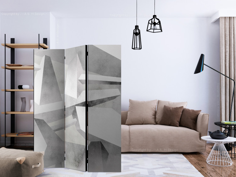 Room Divider Frozen Wings (3-piece) - geometric gray background in 3D form 133440 additionalImage 4