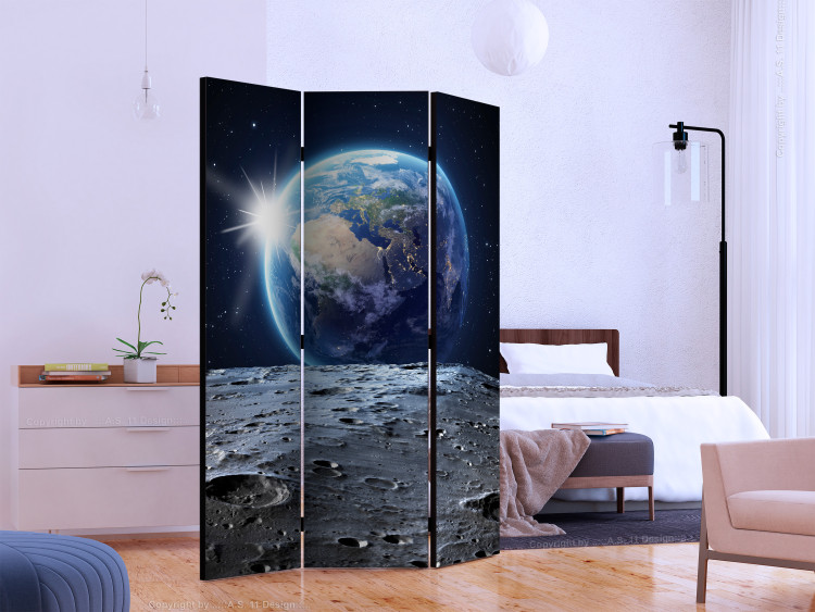 Room Divider View of the Blue Planet - cosmic landscape with moon against Earth backdrop 133640 additionalImage 2