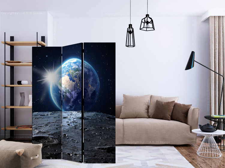 Room Divider View of the Blue Planet - cosmic landscape with moon against Earth backdrop 133640 additionalImage 4