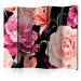 Room Separator Roses of Love II - romantic pink flowers on a solid black background 133840