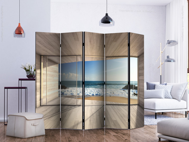 Room Divider Screen Finding Dream II - luxurious sea view from the window with clear sky 134040 additionalImage 2