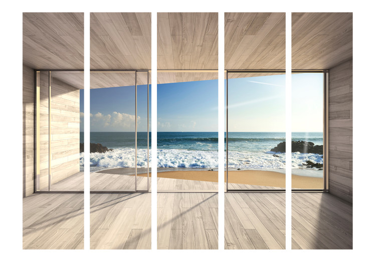 Room Divider Screen Finding Dream II - luxurious sea view from the window with clear sky 134040 additionalImage 3