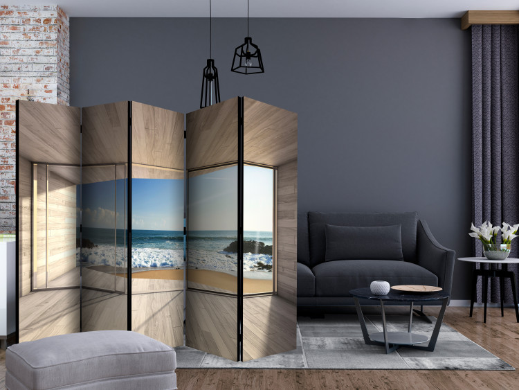 Room Divider Screen Finding Dream II - luxurious sea view from the window with clear sky 134040 additionalImage 4