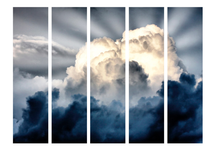Folding Screen Rays in the Sky II (5-piece) - sun and clouds against the sky 134140 additionalImage 3