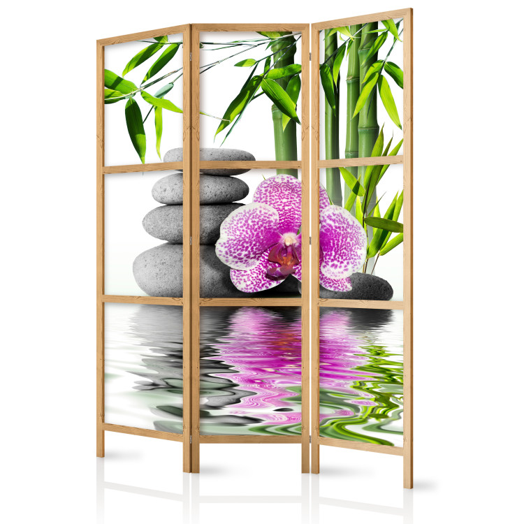Room Divider Screen Orchid Serenity (3-piece) - Zen-style stones amidst nature 134340 additionalImage 5