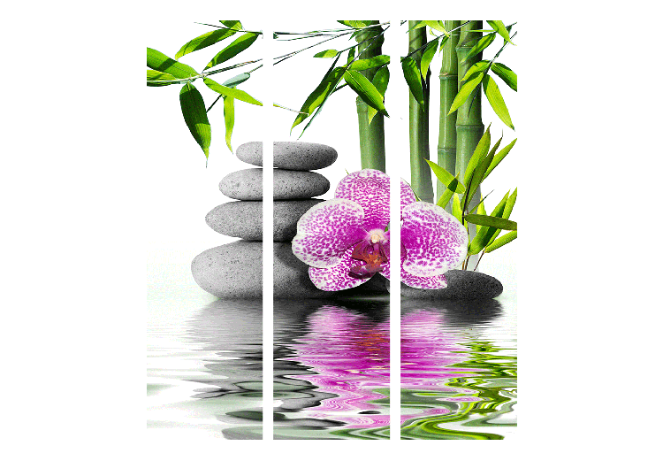 Room Divider Screen Orchid Serenity (3-piece) - Zen-style stones amidst nature 134340 additionalImage 7