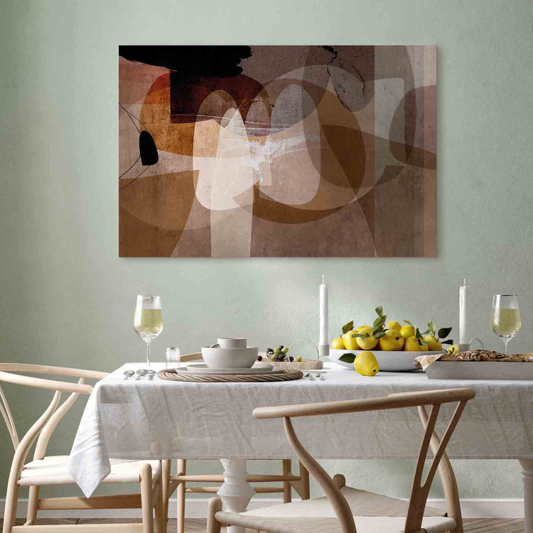 Canvas Amber and beige - Abstraction of oval shapes in warm colors 135040 additionalImage 11