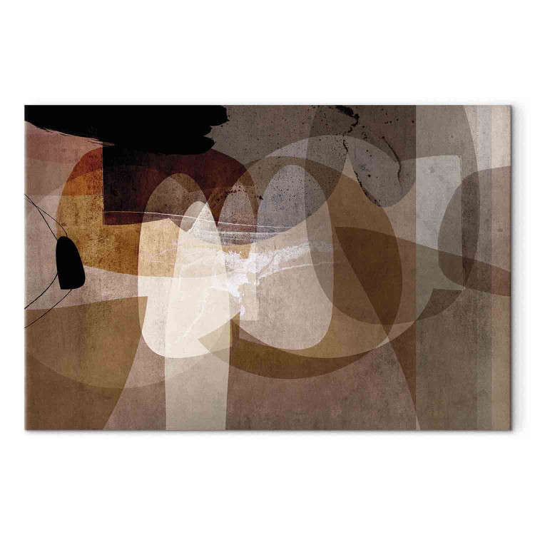 Canvas Amber and beige - Abstraction of oval shapes in warm colors 135040