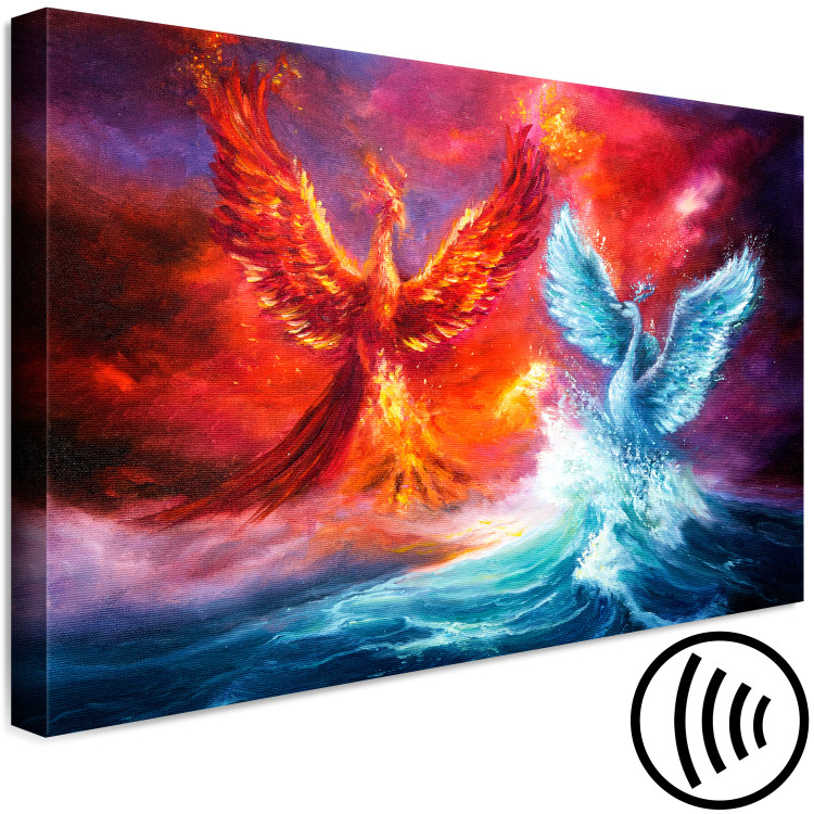 Canvas Phoenix and swan - abstract fight two elements - water and fire 135940 additionalImage 6