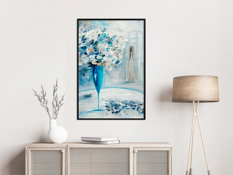 Poster Bouquet of Hope - flowers in a vase and a woman in a blue composition 136040 additionalImage 12